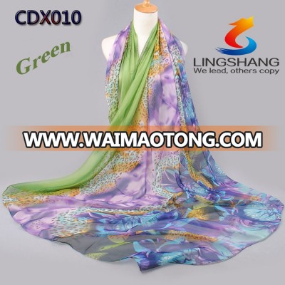 Lingshang wholesale hot sale design fashion leopard print magic chiffon scarf