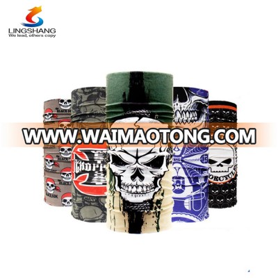 Lshang custom Hotsale magic multifunctional outdoor head band Seamless fishing polyester stretch headwear ghost tube bandana